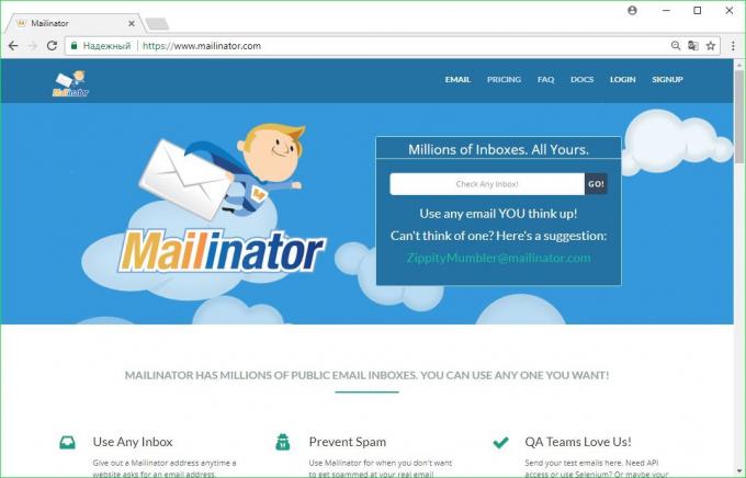 Sementara Email: Mailinator