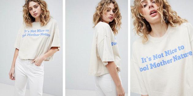 Wanita fashion t-shirt dari toko-toko Eropa: Weekday disingkat T-shirt dengan putaran leher
