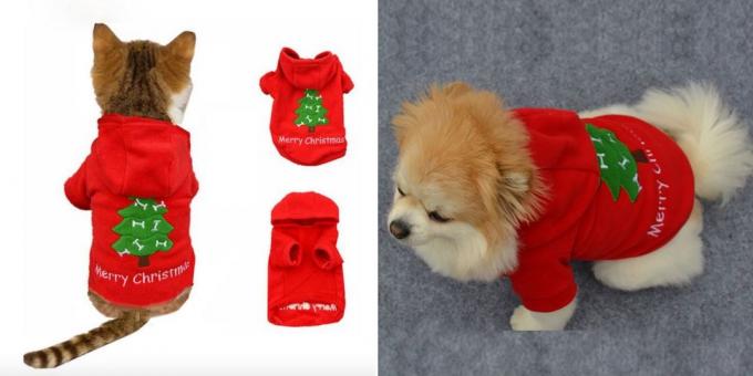 kostum Natal untuk anjing dan kucing: jaket merah 