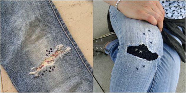 bagaimana menjahit lubang di celana jeans