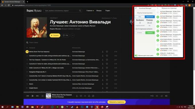Cara mengunduh musik dari Yandex. Musik ": pilih" Multi-unduh "