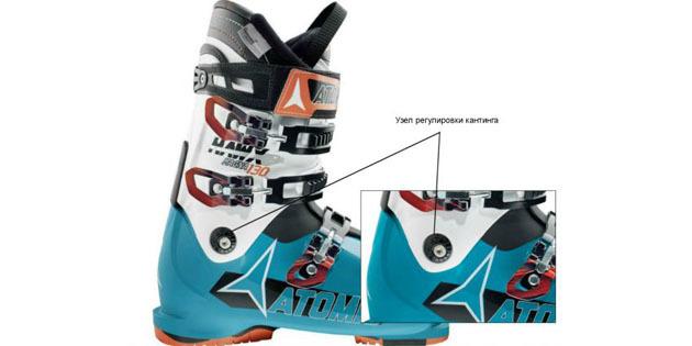 Bagaimana memilih sepatu ski: Node canting penyesuaian