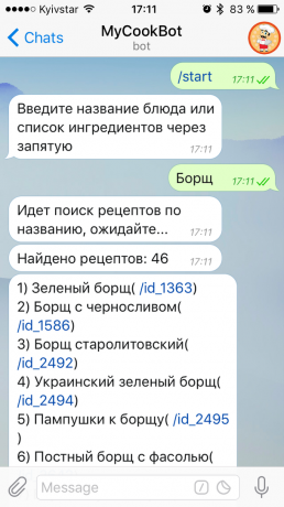 Bot Telegram: MyCookBot