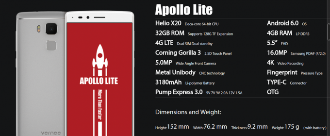 Apollo Lite: harketeristiki teknis