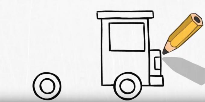 Cara menggambar truk pemadam kebakaran: desain bagian depan 