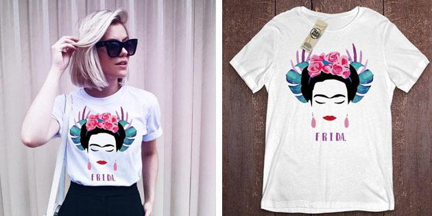Wanita fashion t-shirt dengan AliExpress: T-Shirt Frida Kahlo