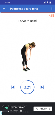 Aplikasi "Latihan untuk peregangan": latihan peregangan untuk seluruh tubuh
