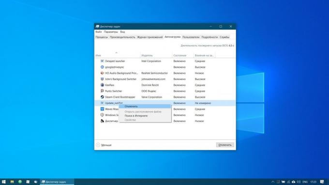Konfigurasi Windows 10: autostart aplikasi yang tidak perlu Nonaktifkan