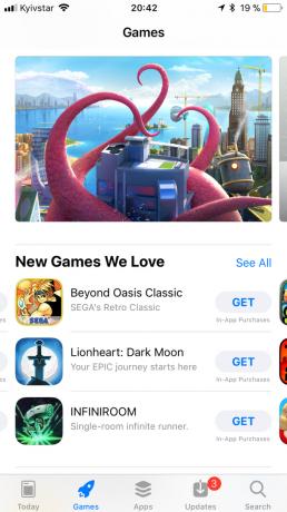 App Store di iOS 11: horisontal bergulir