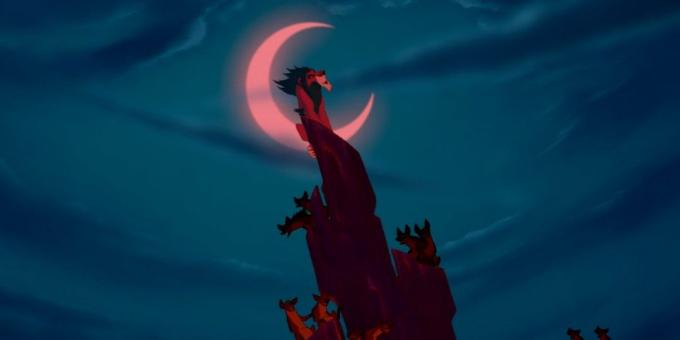 Kartun "The Lion King": Hanya fit dalam jumlah musik akhir Jadilah tokoh Scar Disiapkan di berkilauan setengah bulan di langit malam