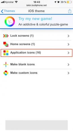 Bagaimana untuk personalisasi meja operasi iPhone: pilih Aplikasi ikon