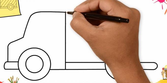 Cara menggambar truk: gambar bagian depan mobil