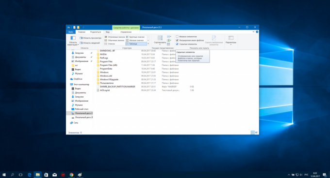 Konfigurasi Windows 10: item Tersembunyi, dan ekstensi file