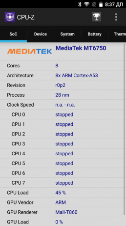 Leagoo KIICAA Mix. CPU-Z screenshot 1