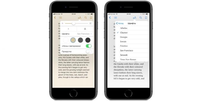 iBooks di iPad iPhone dan: tata letak pengaturan