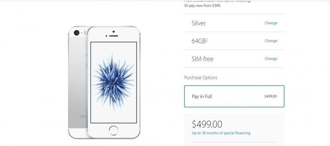 Biaya iPhone SE di website Apple.com