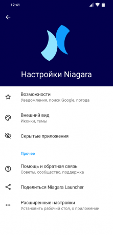 Launcher untuk Android Niagara peluncur: Pengaturan