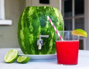 Cara membuat barel semangka dengan dispenser dan menikmati jus segar