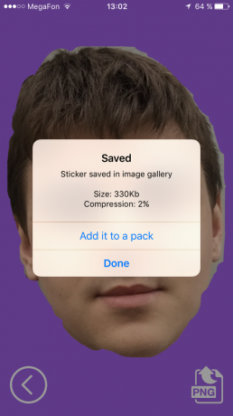 Cara membuat stiker untuk Telegram: klik Add untuk bungkus