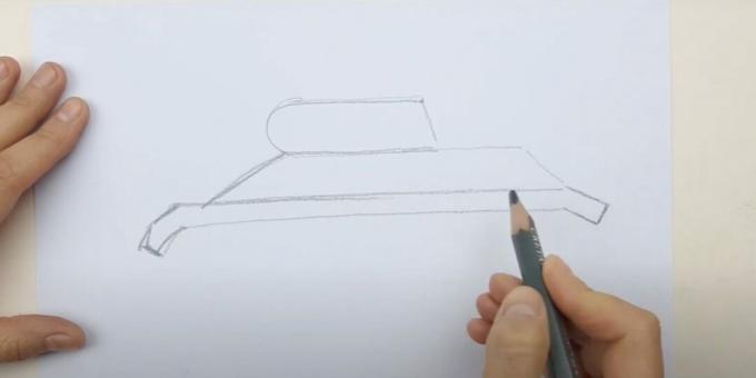 Cara menggambar tangki: buat garis luar bagian atas 