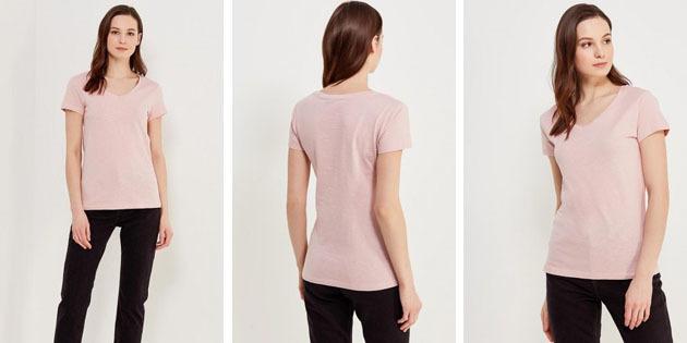 wanita dasar t-shirt dari toko-toko Eropa: T-shirt Sela warna berdebu mawar