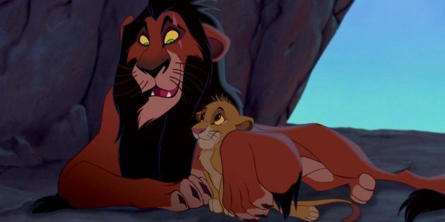 Simba dan Scar dalam film animasi "The Lion King"