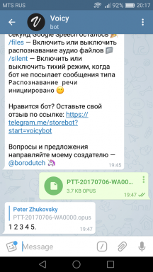 Telegram-bot Voicy mengkonversi suara ke teks