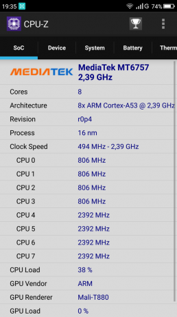 Umidigi S: prosesor CPU-Z