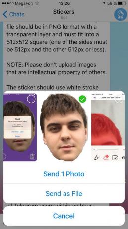 Cara membuat stiker untuk Telegram: mengirim foto sebagai file