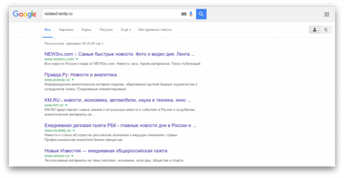mencari di Google: Pencarian situs serupa