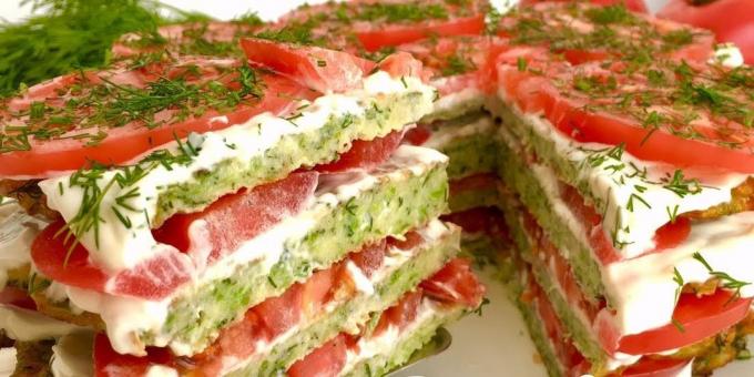 Resep: zucchini kue dengan tomat