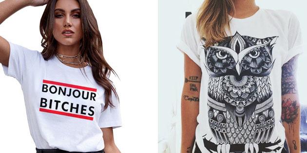 Perempuan busana T-shirt dengan AliExpress
