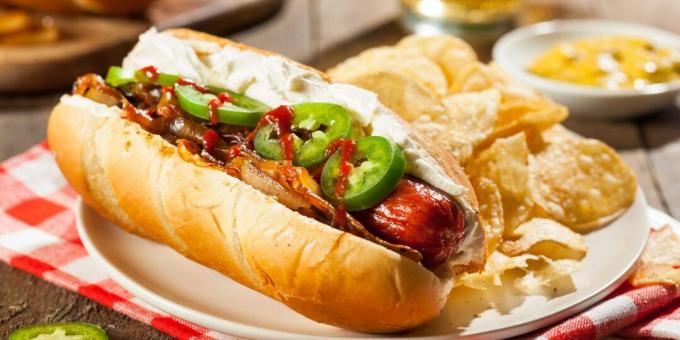 Seattle hot dog dengan keju