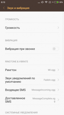 Xiaomi redmi 3s: suara dan getaran