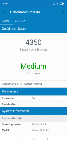 Ikhtisar Xiaomi Mi 8 Lite: Hasil