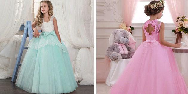 gaun anak ke prom: Dresses dengan kembali terbuka