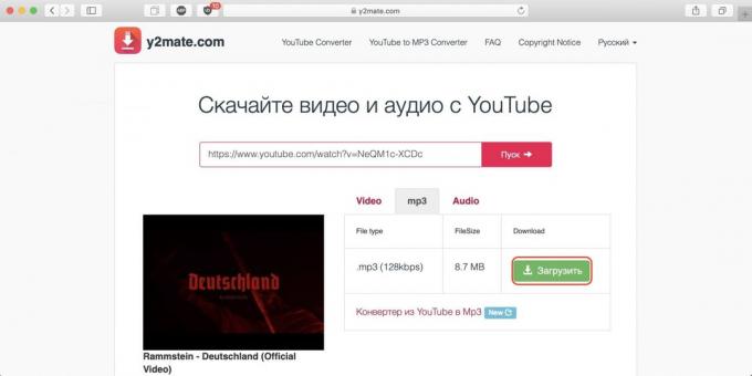 Cara untuk mendownload musik dari YouTube melalui layanan online y2mate