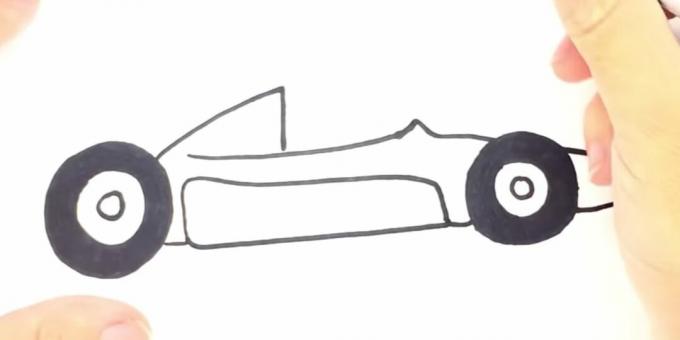 Cara menggambar mobil balap: gambar bagian bawah mobil