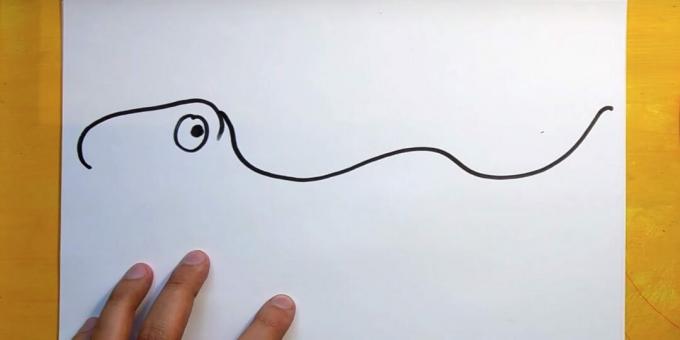 Cara menggambar dinosaurus: gambar garis bergelombang