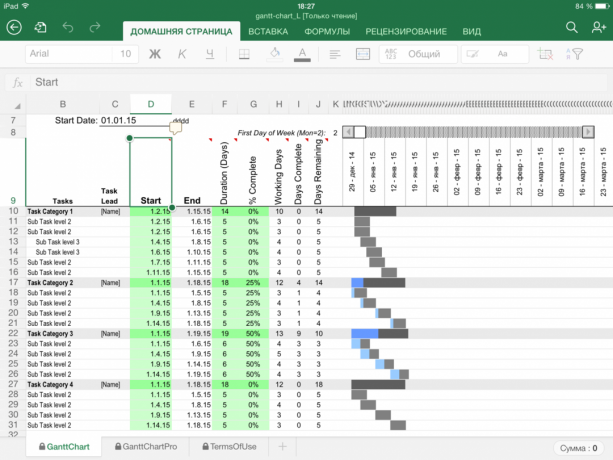 Excel Gantt chart template yang