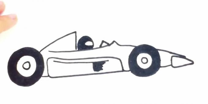 Cara menggambar mobil balap: tambahkan pola, kaca, dan helm 