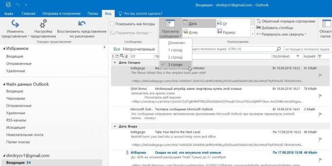 Microsoft Outlook: email pratinjau