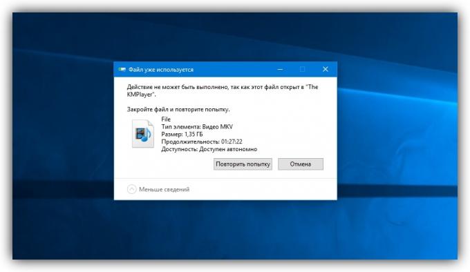 Cara menghapus file di Windows: melaporkan Komputer bahwa file tersebut dibuka di program lain