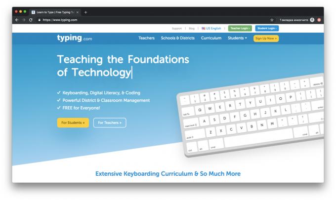 Typing.com - mengetik guru dalam bahasa Inggris