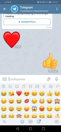 Telegram muncul dalam pesan diam dan animasi Emoji