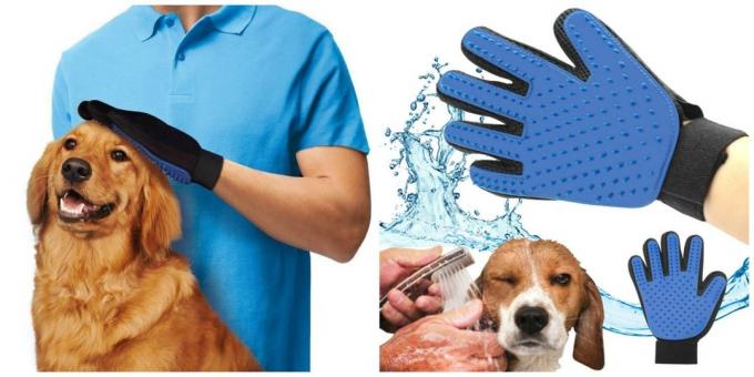 Sarung tangan untuk kucing dan anjing menyikat