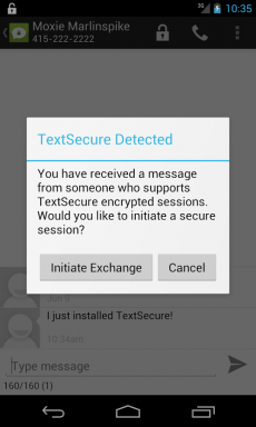TextSecure mengirimkan dienkripsi SMS-ki