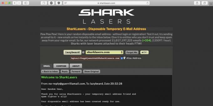 SharkLasers email sementara