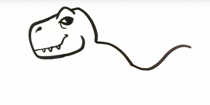 Cara menggambar dinosaurus: gambarkan bagian belakang dan bagian ekor