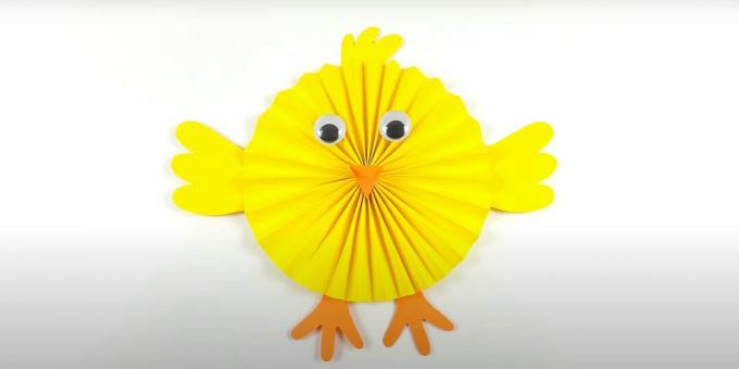 Kerajinan Paskah DIY: ayam kertas berwarna